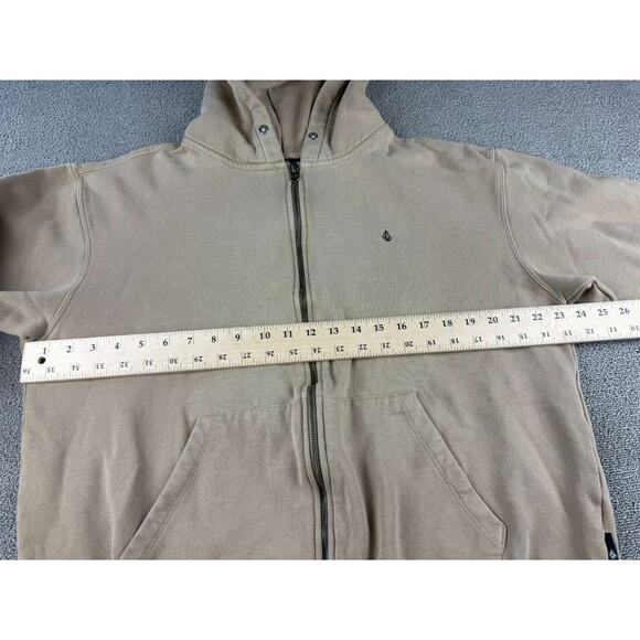 Volcom Zip Hoodie Men's XL Tan Classic Fit Full Zip Hooded Logo Embroidery - Picture 7 of 9